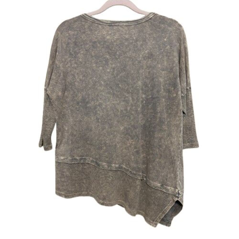 Jess & Jane Asymmetric Top Womens Small Beige Brown Geometric Art Boho Lagenlook - Picture 3 of 8